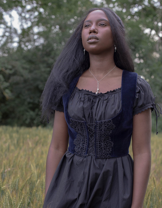 Bustier "Daria" en velours bleu nuit