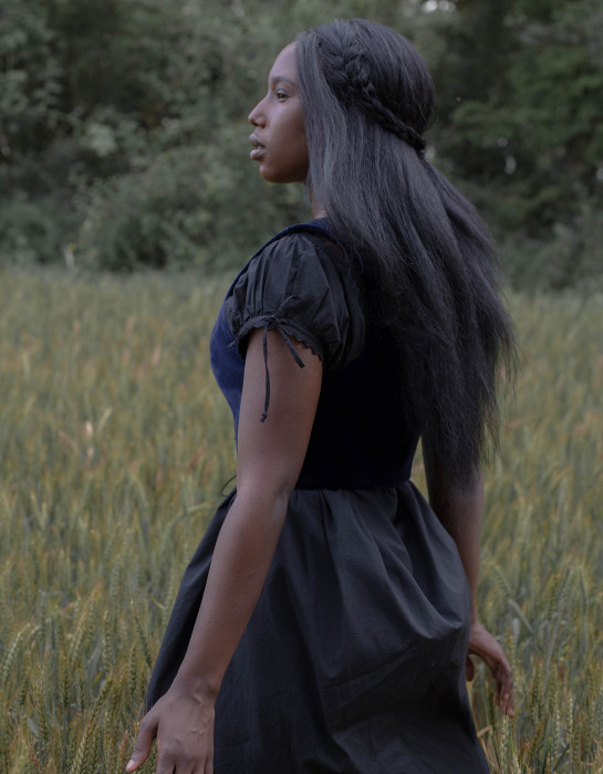 Bustier "Daria" en velours bleu nuit