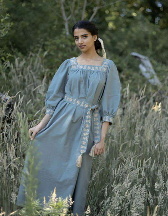 Robe "Elma" manches trois-quarts lagon