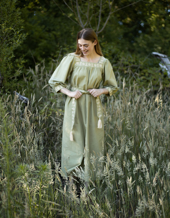 Robe "Elma" manches trois-quarts pistache