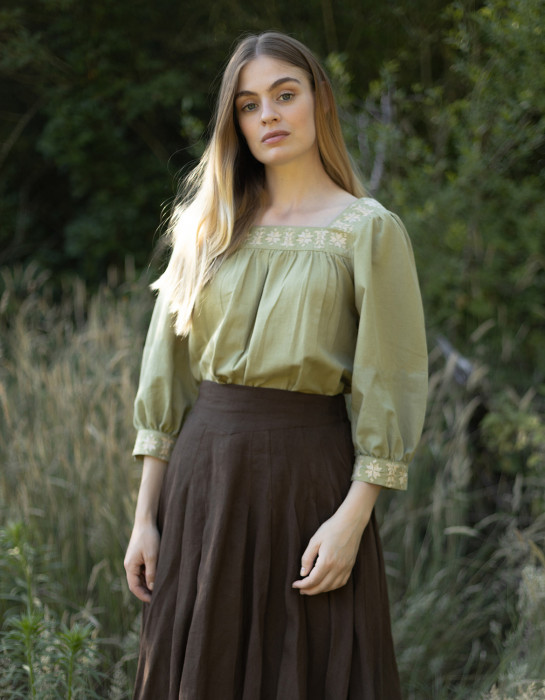 Haut "Elma" manches trois-quarts pistache