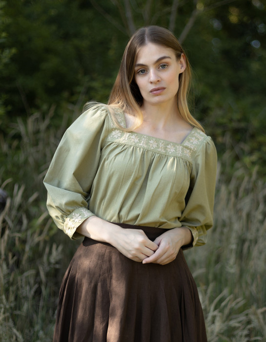 Haut "Elma" manches trois-quarts pistache