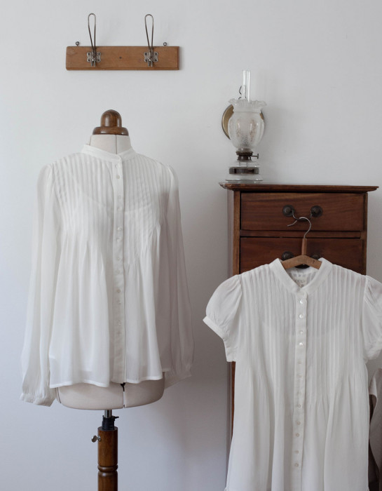 Blouse "Hannah" blanc cassé manches courtes