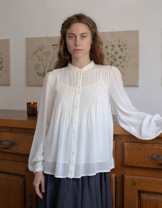 Blouse "Hannah" blanc cassé manches longues