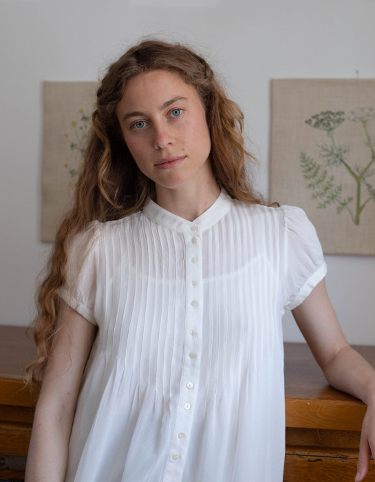 Blouse "Hannah" blanc cassé manches courtes