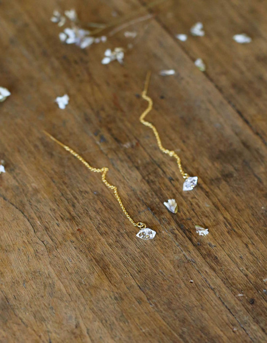 Boucles d'oreilles "Herkimer Diamond" or