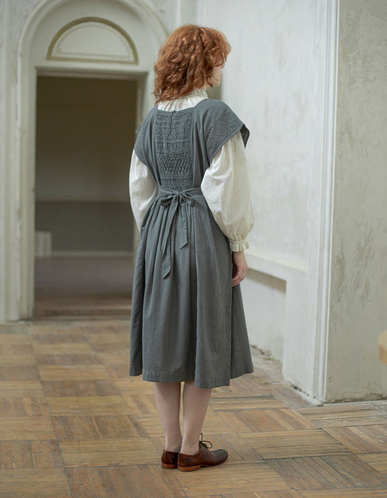 Robe smockée "Ida" bleu lagon