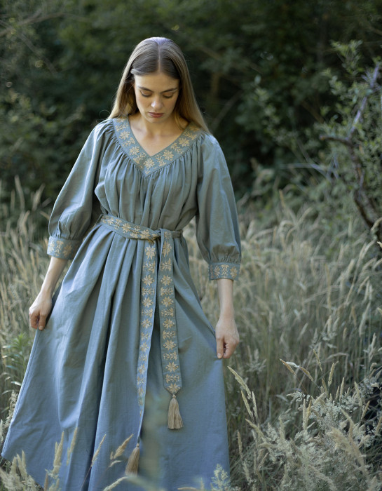 Robe "Ilma" manches trois-quarts lagon