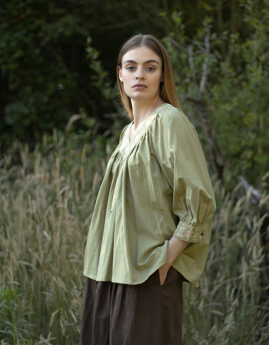 Haut "Ilma" manches trois-quarts pistache