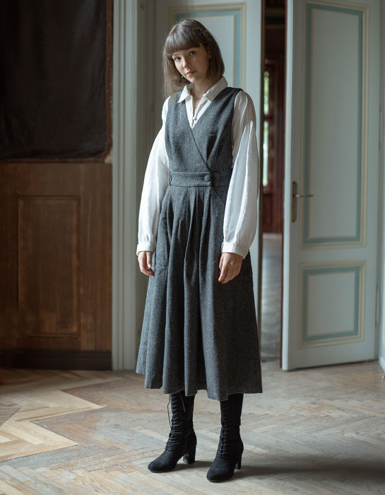 Robe-chasuble "Lana" pure laine grise 