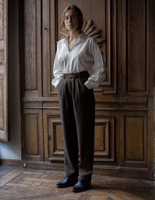 Pantalon "Lana" pure laine marron