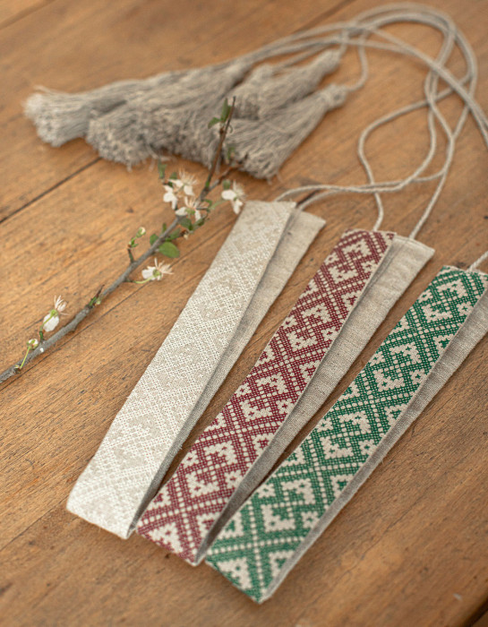 Bandeau pour cheveux "Lina" en lin brodé bordeaux UKRAINE SOS VILLAGES D'ENFANTS