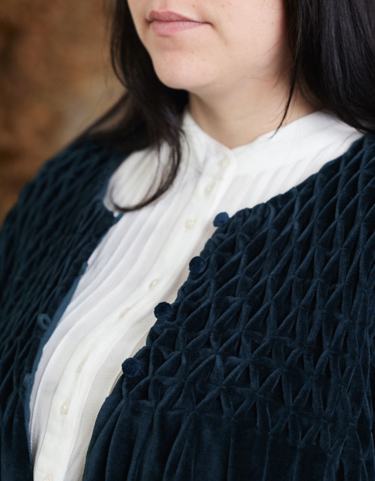 Veste "Minna" vert forêt en velours de coton