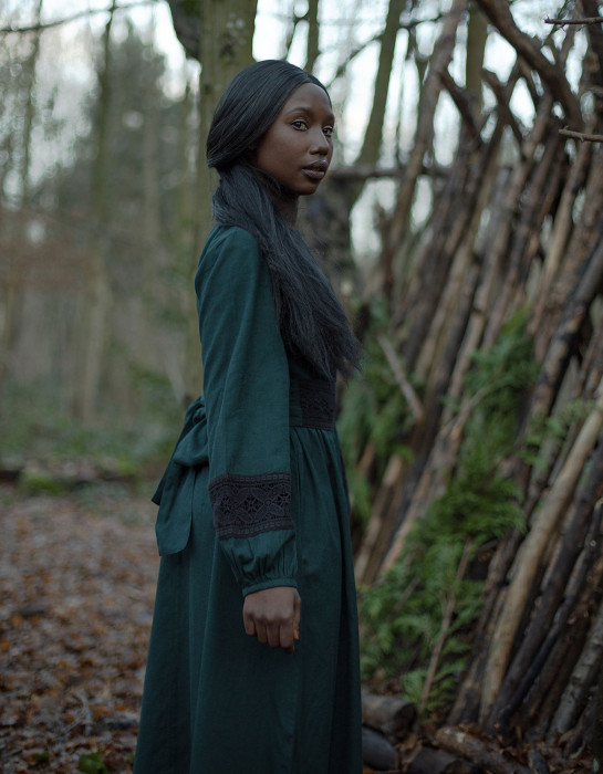 Robe "Misha" en coton bio vert forêt