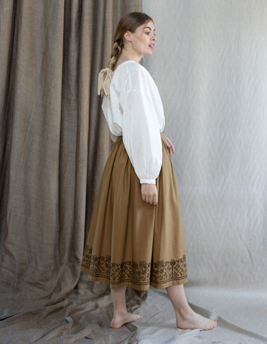 Jupe brodée "Mivilud" ambre