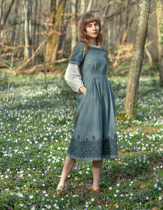 Robe "Oxana" en coton bio bleu lagon