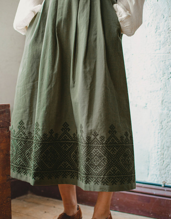 Robe "Oxana" en coton bio vert mousse