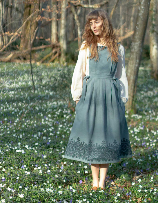 Chasuble "Oxana" en coton bio bleu lagon