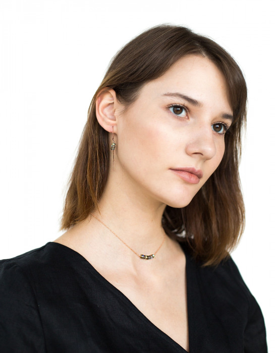 Collier "Arvid" en or rose et Labradorite