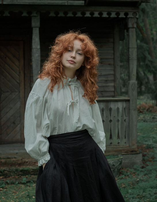 Blouse "Pia" en voile de coton blanc