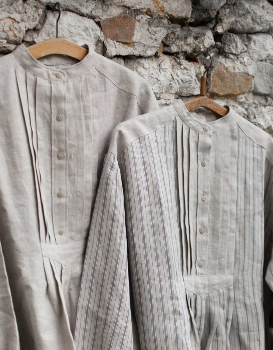 Replica "René" chemise de Meunier en lin rayé