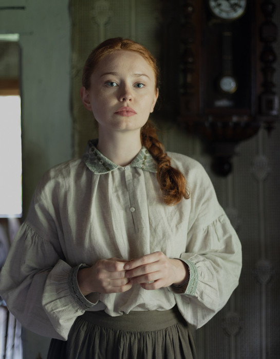 Blouse "Valeria" en lin brodé menthe