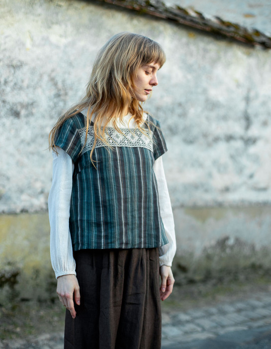 Haut "Vanda" en lin rayé bio