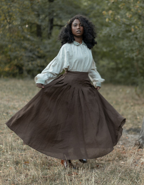 Jupe longue "Vineta" châtaigne