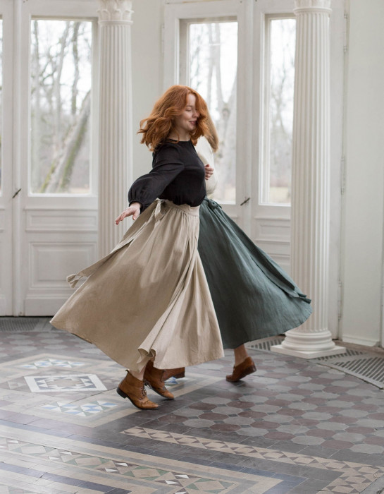 Jupe longue "Vineta" en lin naturel