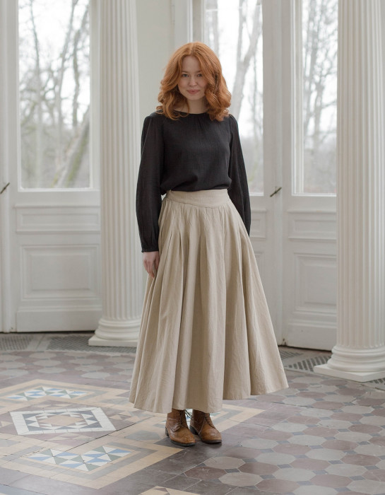 Jupe longue "Vineta" en lin naturel