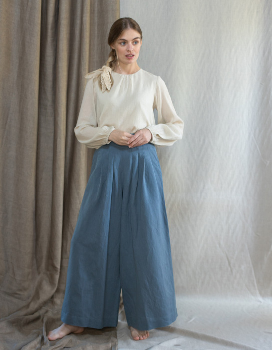 Pantalon palazzo "Vivika" bleu atlas
