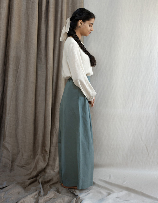 Pantalon palazzo "Vivika" vert sauge