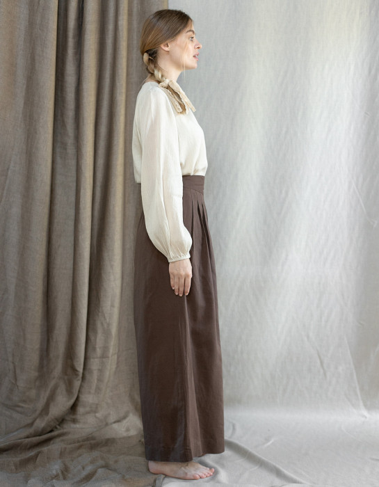 Pantalon palazzo "Vivika" châtaigne