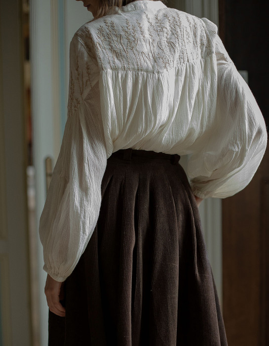 Jupe "Yana" en velours côtelé châtaigne