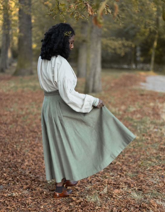 Jupe "Yana" en velours côtelé vert menthe